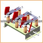 Chave Seccionadora Tripolar Abertura SOB Carga, SEM Base Para Fusível HH, ultra-rápida Modelo 3D Alvenaria 15 a 36kV, até 1250A uso abrigado