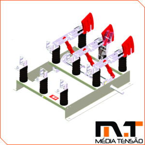 Chave Seccionadora Tripolar Abertura SOB Carga, COM Base Para Fusível HH, abertura na queima de HH Modelo 9D Alvenaria 15 a 36kV