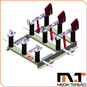 Chave Seccionadora Tripolar 15kV 400A Abertura SOB Carga, COM Base Para Fusível HH, com Aterramento Uso Abrigado