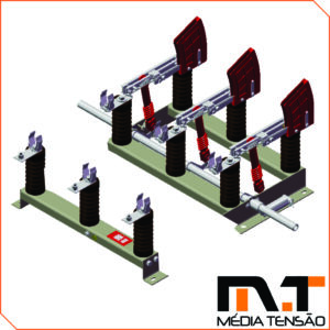 Chave seccionadora tripolar, 25Kv – 600A Abertura SOB Carga, COM Base Para Fusível HH, Uso Abrigado.