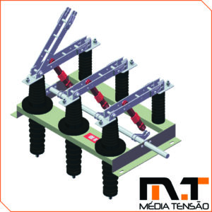 Chave seccionadora tripolar 15Kv – 400A, Abertura SEM Carga, Com Bucha de Passagem em Resina Epoxi, Uso Abrigado