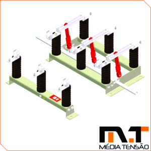 Chave seccionadora tripolar, 25Kv – 600A Abertura SEM Carga, COM Base Para Fusivel HH.