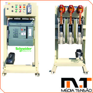 Disjuntor Schneider Tripolar a Vácuo Evolis / Easypact 17,5kV 1250A 25kA comando motorizado, com proteção indireta Pextron 7104T, e trafos de corrente 10 B 50, versão on-board